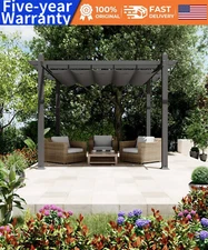 🥇10x10 Ft Modern Aluminum Pergola Outdoor Pergola with Adjustable Canopy Stable