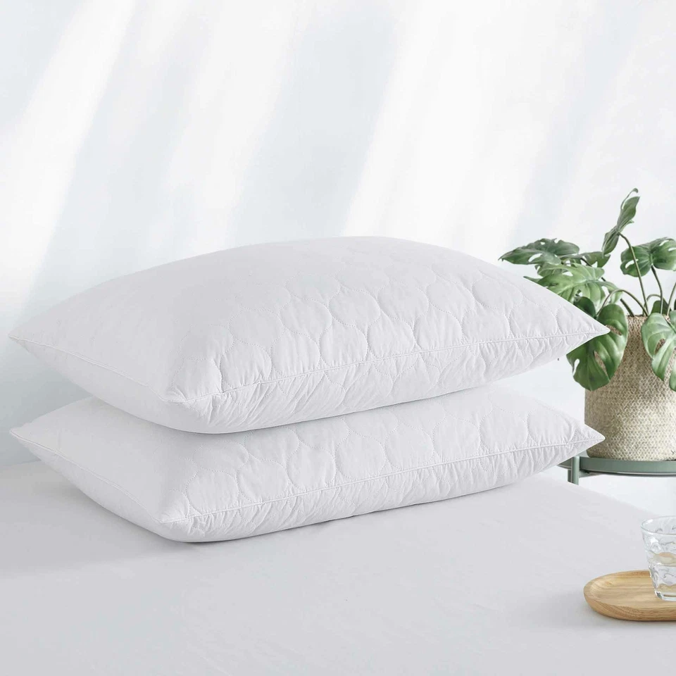 Paquete de 2 almohadas acolchadas para cama de plumón de ganso blanco almohada estándar tamaño king Foto 2 de 4