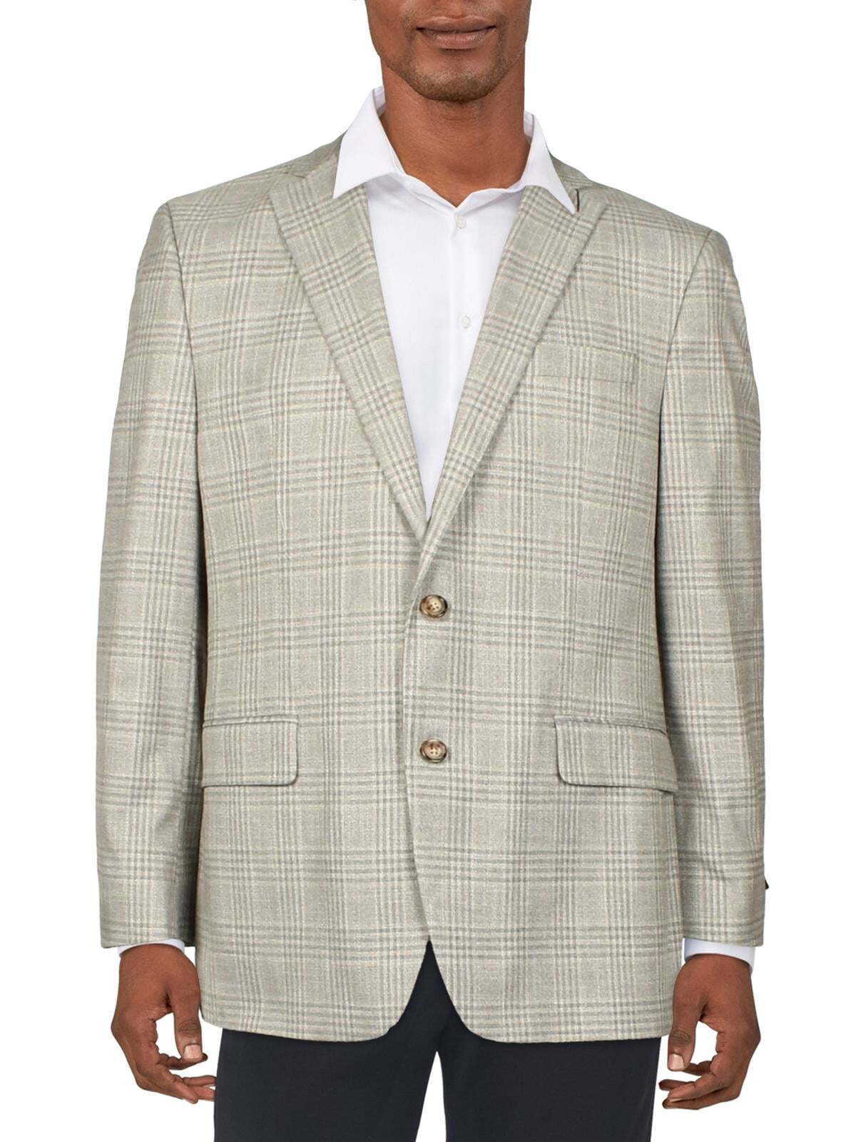 Lauren Ralph Lauren Mens Lexington Plaid Suit Jacket 38R Grey Classic Fit