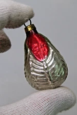 Vintage Glass Silver BERRY Drop Feather Tree Mini Christmas Ornament Germany