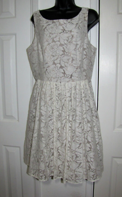 Jessica Howard Lace Dress Ivory/Beige Fit Flare Sleeveless Party Classic wm's 12 Jessica Howard Lace Dress Ivory/Beige Fit Flare Sleeveless Party Classic wm's 12