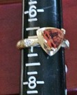  14k INDIA Stamped: Rusty Pink Gemstone W/2 Tested Diamonds; Sz 7 Ring 4.03grams — photo 3