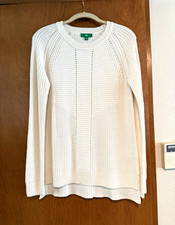 dip Womens Ivory Solid Open-Knit Crewneck Lon...