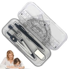 Compass And Protractor Set With Storage Box 10X Math Geometry Kit For School