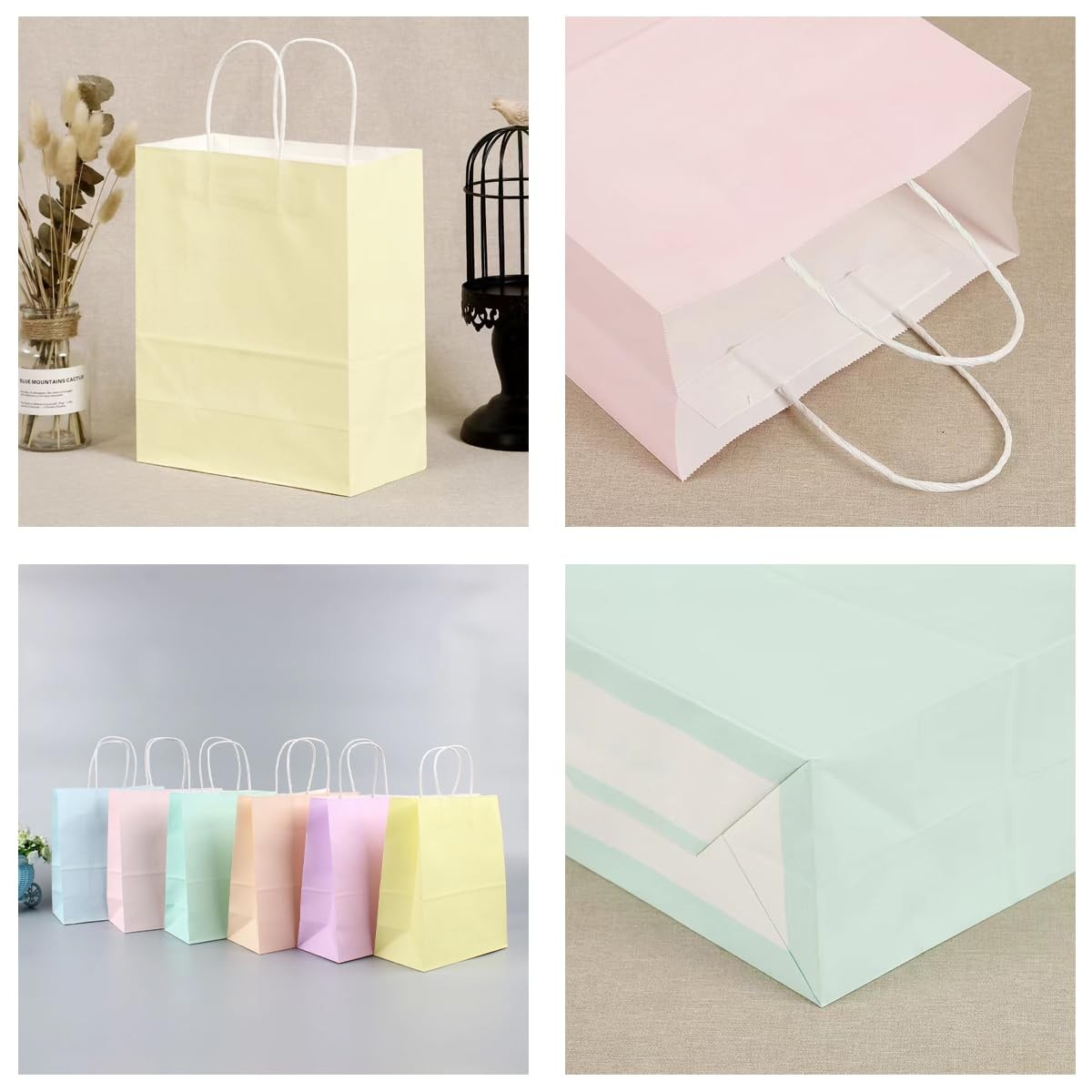 24Pcs Party Gift Paper Bags Pastel Portable Candy Bags Birthday Multicolor Tr...