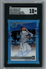 2020 Donruss Optic Bo Bichette Rated Rookie Signatures Carolina Blue SGC 10