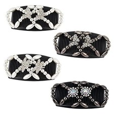 4Pcs Magic Hair Combs, Stretch Beaded Hair Combs Stretchy Butterfly Dragonfly