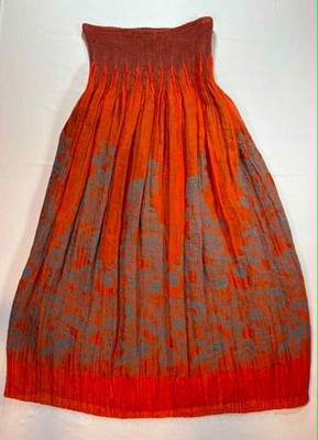  Lapis Women's Size O/S Orange Floral Smocked Maxi Skirt Convertible Midi Dress