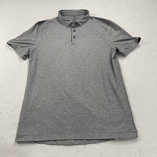 Lululemon Polo Shirt Mens Large Gray Performance Evolution Short Sleeve Golf