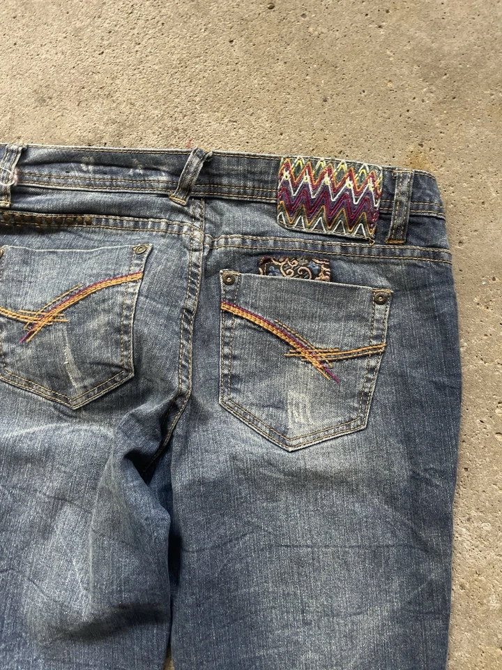 Jeans Zana Di vintage años 80/90 RARO Y2K retazos desgastados tiro bajo Foto 4 de 4