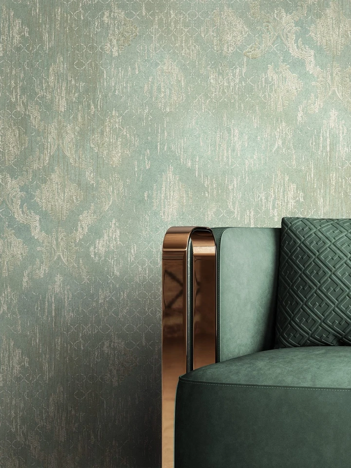 Tapete Vliestapete Grün Ornamente Metallic  Glanztapete Mustertapete - Bild 3 von 4