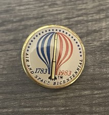 Space Bicentennial 1983 Rocket Ship Retro Souvenir Vintage Pin Badge