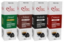 Italian Coffee Capsules for Espresso Machines - 40 Pods, 4 Flavors