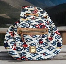 Dooney & Bourke Mickey Mouse Disney Cruise Drawstring Backpack Nylon Line Wave