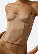 Kiki De Montparnasse Women's Beige Silk Underwire Tous Les Jours Bustier Size M