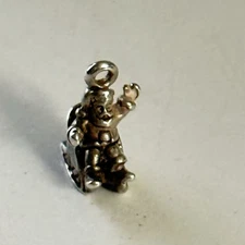 Sterling Silver Santa On Sleigh with a bag of toys Charm Vintage Marked .925