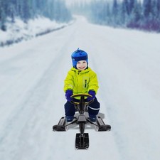 Black Snow Racer Sled, Ski Sled Slider Board, Snow Sled For 3-15 Years Kids