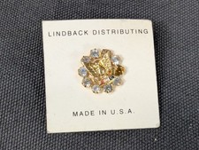 Vintage Lapel Pin Lindback Distributing Gold Tone Red White Blue Made In USA
