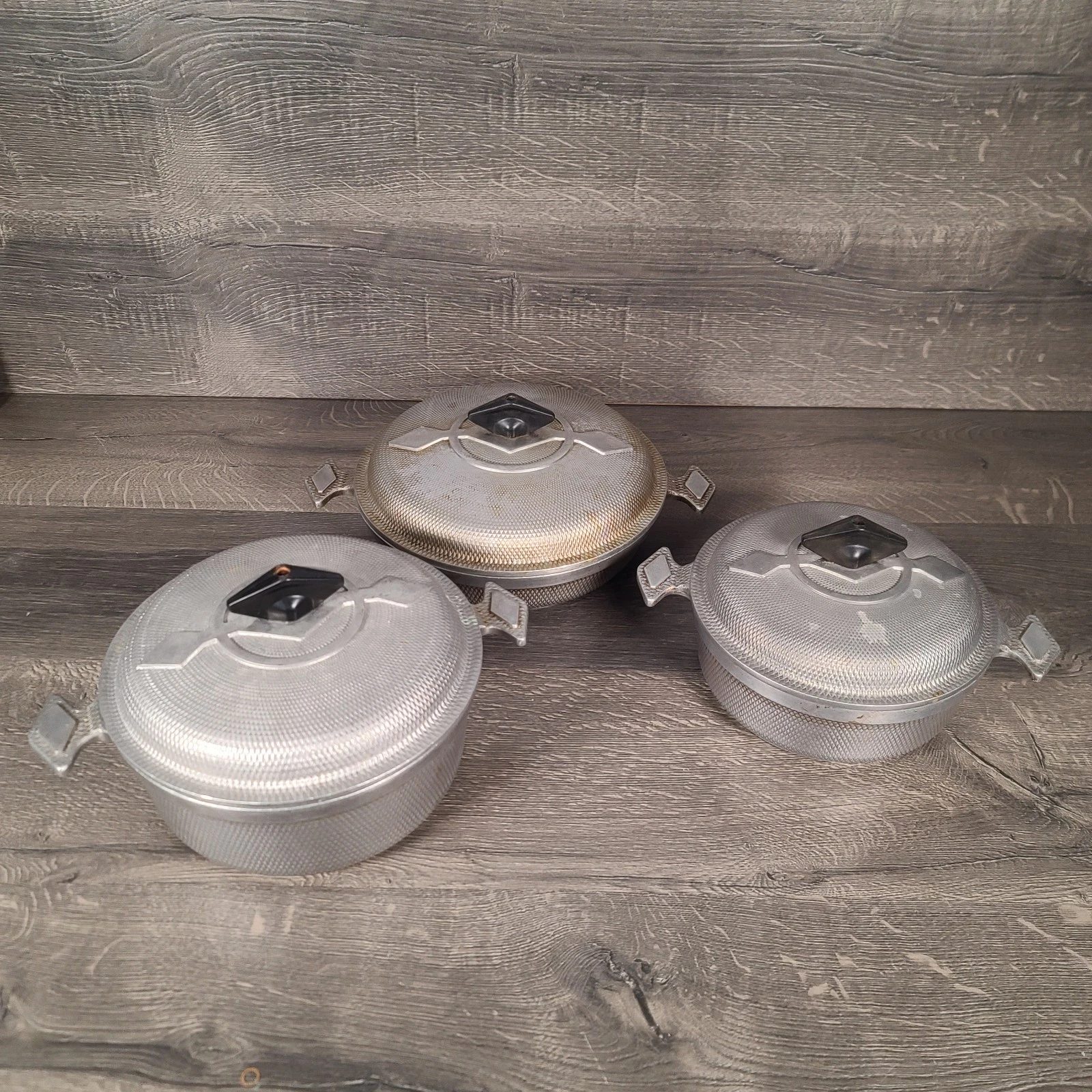 Vintage Diamond Craft Aluminum 6 Piece Cookware Set 1 Pan and 2 Pots w/ Lids