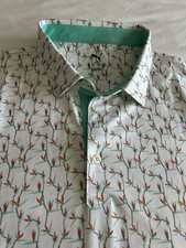 Puma Golf Polo Shirt XL Men  s All Over Bird of Paradise Print Turquoise C26