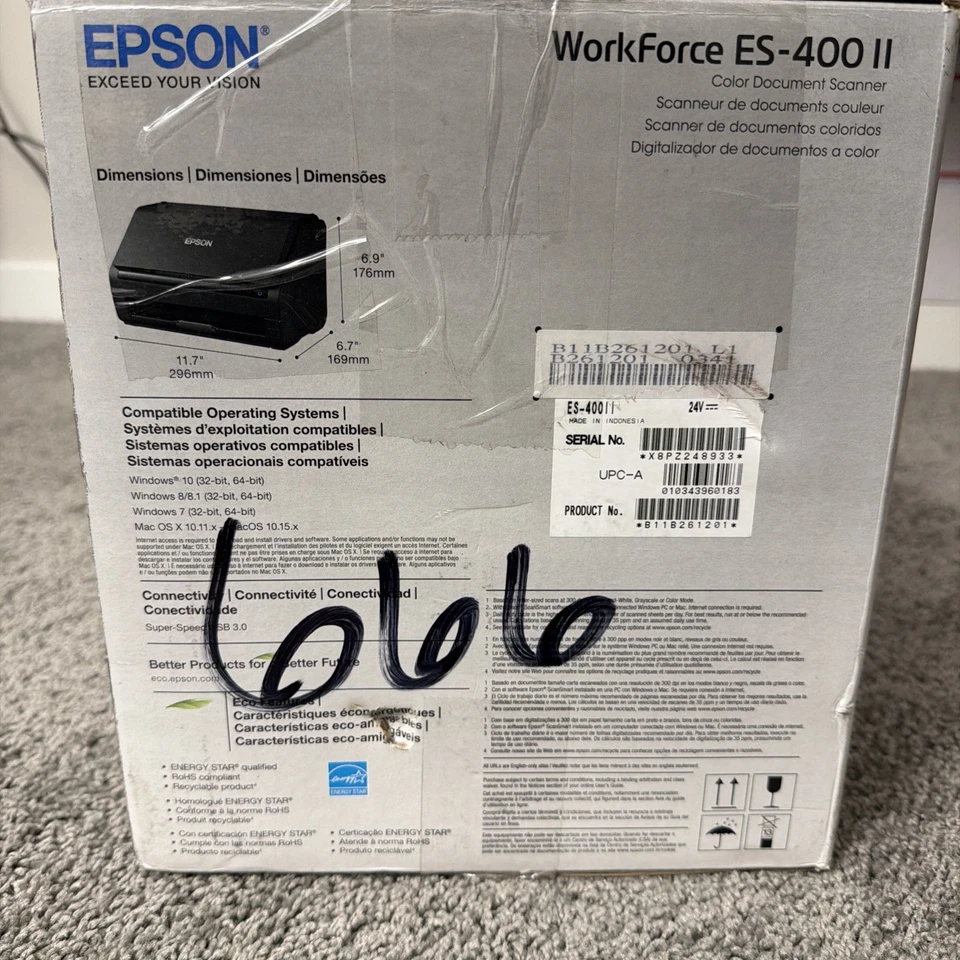 READ Epson WorkForce ES-400 II Duplex Desktop Document Scanner - Image 2 of 2