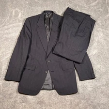 Austin Reed Suit Virgin Wool Charcoal Gray Pinstripe Jacket Pants USA 38L 29x32