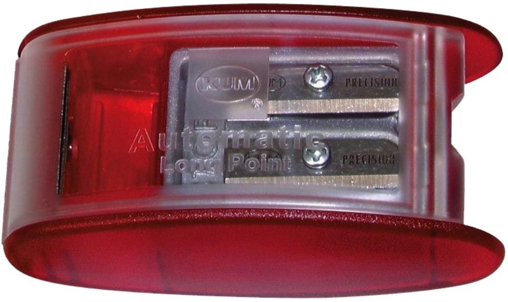 Kum Automatic Pencil Sharpener Red Long Point 2 Hole with Spare Blades Pack of 2