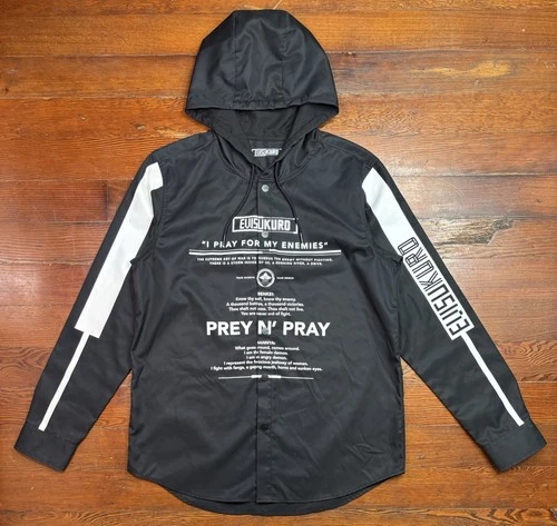 *RARE* EVISU EVISUKURO I PRAY FOR MY ENEMIES JAPAN HOODED JACKET BLACK Size M - product listing photo