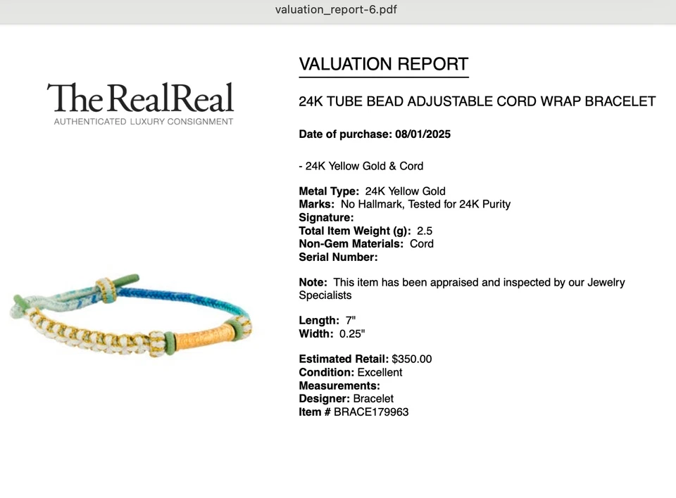 24K Gold 999 Gold Cord Wrap Bracelet - Image 3 of 4