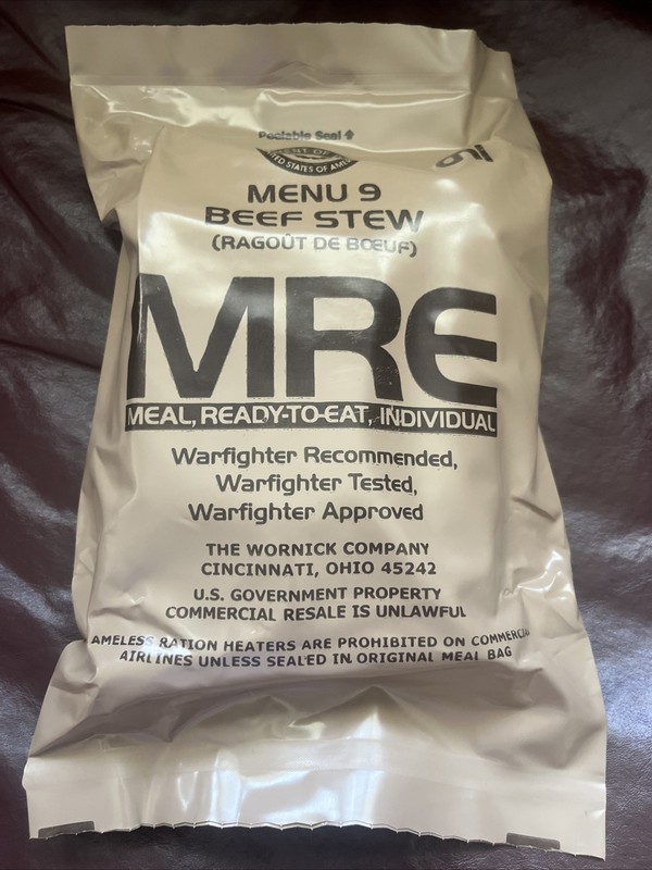 Collectible Meal Ready To Eat Military MRE MENU NO 9 Beef Stew Sealed 2025
