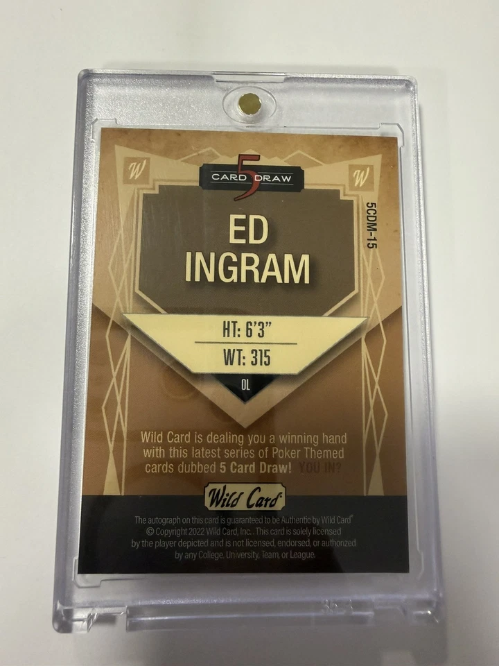 5 Card Draw Wild Card Ed Ingram Auto #2/4 - Image 2 of 3