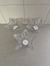 3 X Clear Plastic Star Shaped Tea Light Candle Holders