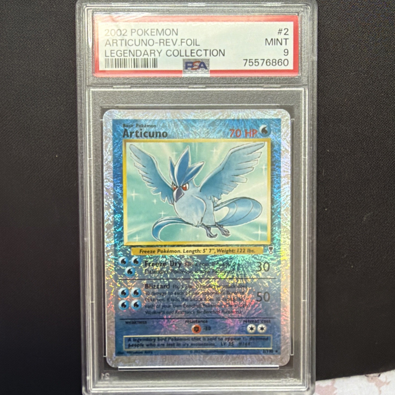 2002 WOTC POKEMON ARTICUNO REVERSE FOIL LEGENDARY COLLECTION #2/110 PSA 9 MINT