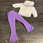 Vintage Barbie Size 1960s Outfit -  Purple Sweater Shirt & Felt Pants - EXC GUC