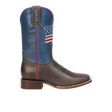 Roper 250 Usa Square Toe Cowboy Mens Blue, Brown Casual Boots 09-020-7001-8840