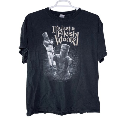 Vintage Monty Python Movie T Shirt Men's XL 2005 It s Just A Flesh Wound Black