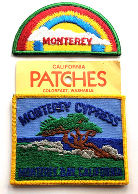 Monterey California Embroidered Patches Lot 2 Coast Cypress Tree Rainbow USA VTG