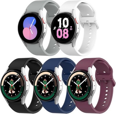 5 Pack Silicone Strap Compatible with Samsung Galaxy Watch 4 40mm 44mm
