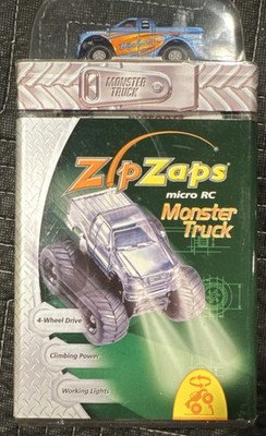 NEW NIB ZipZaps Bigfoot Micro RC Monster Truck Blue Orange 4WD Working Lights