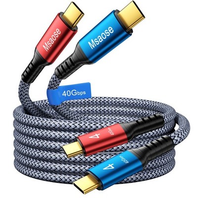 10FT Thunderbolt 4 Cable 2 Pack, 40Gbps, 240W PD, 8K/4K Dual Display, USB4 Compa
