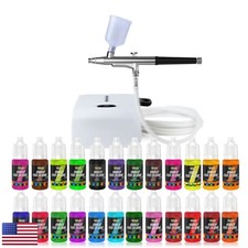 FUTEBO Cake Airbrush Decorating Kit with Compressor 24 Liquid Food Colors