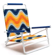 NEW Set Of Two SunnyFeel AC5901B Lo Beach Chairs Foldable Camp Chairs 