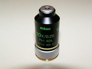 Nikon 10x/0.25 Ph1 ADL ∞/1.2 WD 6.2 Phase Contrast Microscope Objective Lens