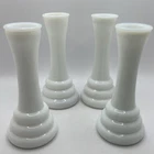 Vtg Set 4 Randall Milk Glass Art Deco MCM 1970s Retro Beehive White Bud Vase