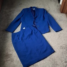 Le Suit Blue Two Piece Blazer Skirt Set SIZE 12/10