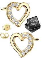 Ohrringe 925 Silber Herz Gold Geschenk FüR Frauen Freundin Damen Ohrstecker