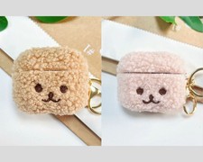 EMBROIDERED FLUFFY TEDDY BEAR FACE CARTOON CASE COVER FOR APPLE AIRPODS PRO 2
