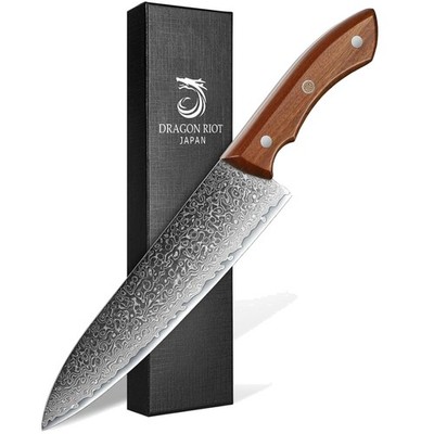 Damastmesser, Kochmesser, Japanisches Messer, Fleischmesser, Geschenkbox