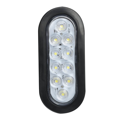 2Pcs 6" 10 LED Oval White Trailer Truck Reverse Backup Tail Light w/Grommet Plug - Picture 3 of 7