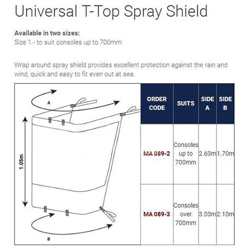 Boat Console T-Top Enclosure Windshield Spray Shield for Consoles up to 700mm - Picture 4 of 10